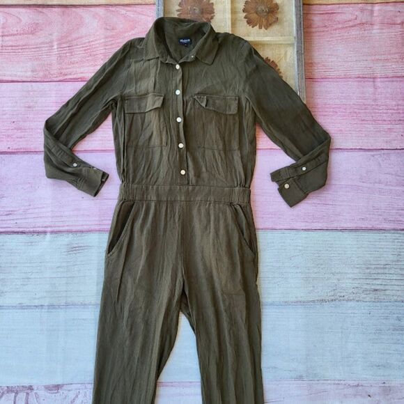 Madewell Olive Green Utility Pocket Straight Leg Pocket Jumpsuit Small - Picture 4 of 6